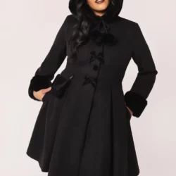 Manteau noir évasé Mystic