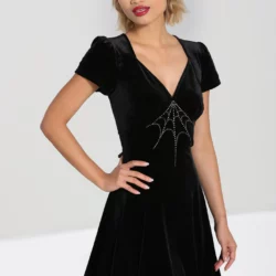 Robe noire en velours Morticia