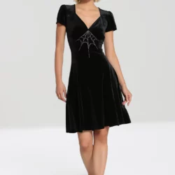 Robe noire en velours Morticia